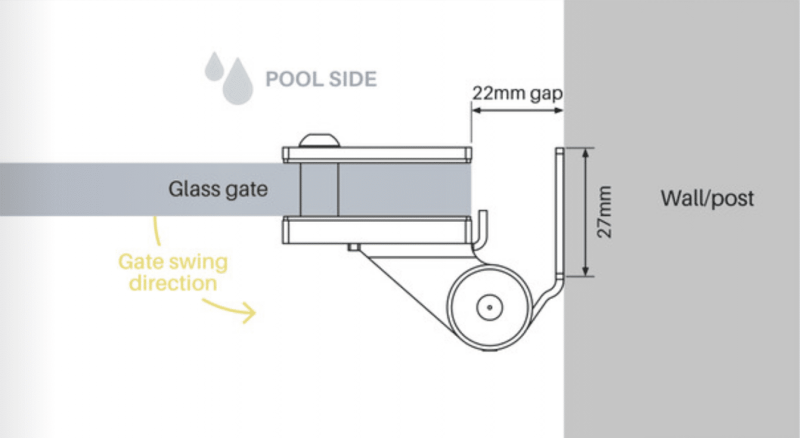 STD Hinge - SQ Post / Wall to Pool Gate - Satin - Image 2