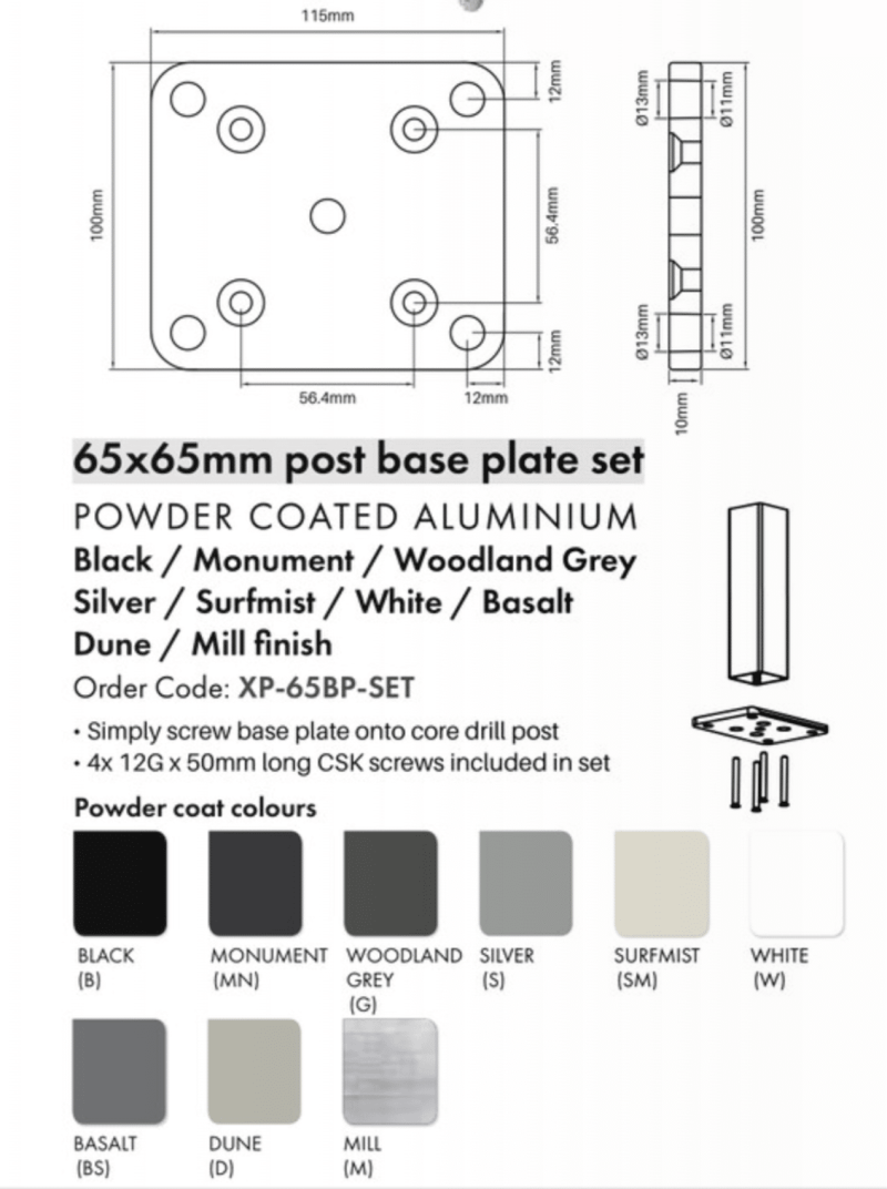 BASE PLATE SET - 65MM Post - MN - Image 2