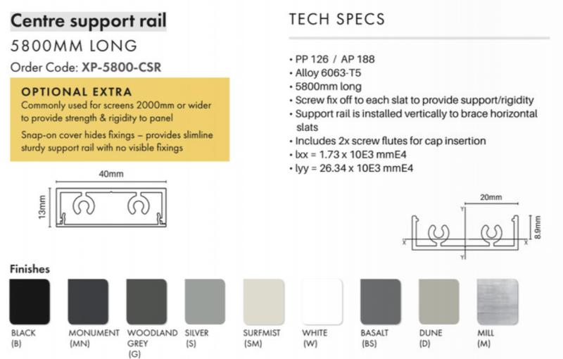 CENTRE SUPPORT RAIL - 5800MM - WRC - Image 2