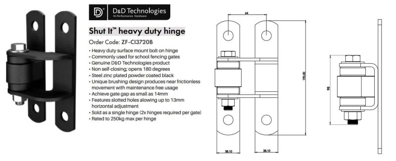 Heavy Duty Hinge (Bolt-on | Rated To 250kg) - Image 2