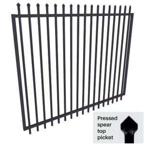 Security Fencing - Gate 1800H x 2450W - Steel Spear Top Gate Black