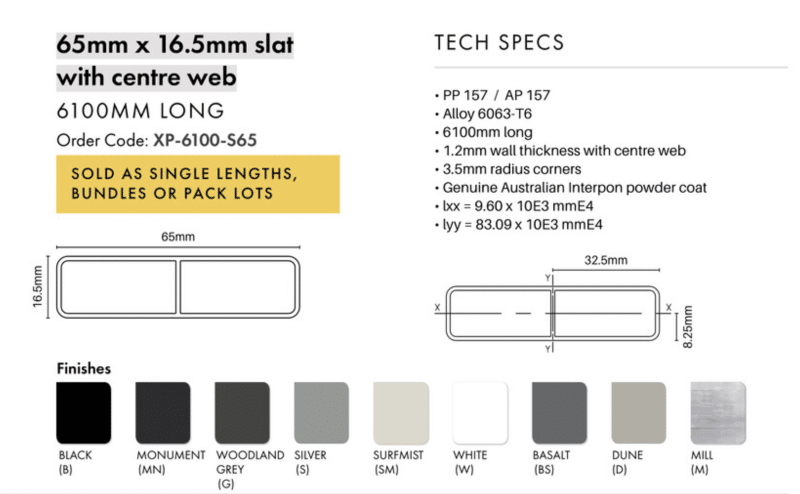 Slat - 65 x 16.5mm - CTS - MN - Image 2