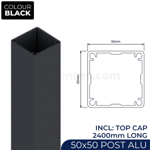 Fence Post – 50x50mm x 2400mm Aluminium - B