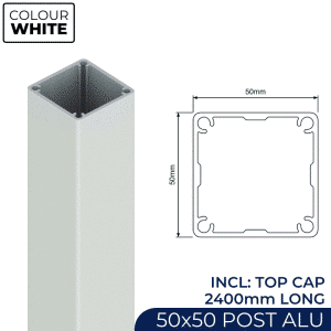 Fence Post – 50x50mm x 2400mm Aluminium - W