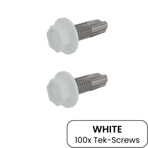 FastFixings Tek Screws | 12Gx20 White 100Pack