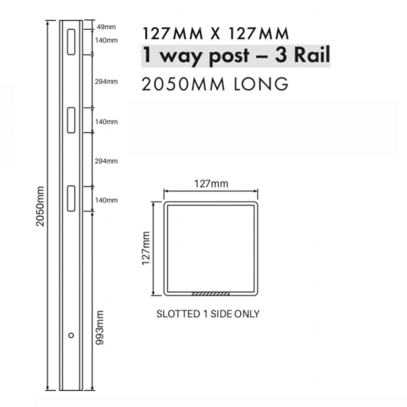 3 RAIL FENCING - 1 Way Post - 2050H - Image 2