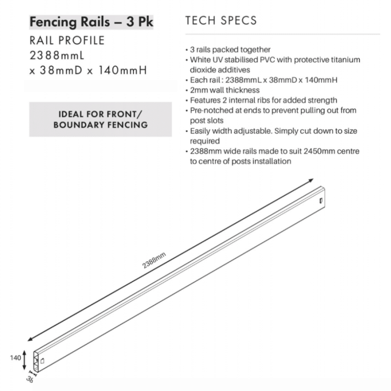 3 RAIL FENCING - Fence Rails - 2388W - Image 4