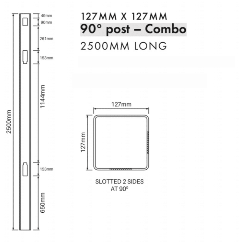 COMBINATION: Privacy+ 90-Degree Corner Post - 2500H - Image 2