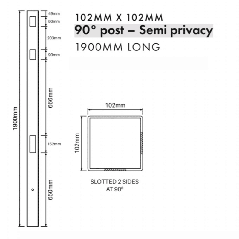 SEMI PRIVACY - 90 Degree Post - 1900H - Image 2