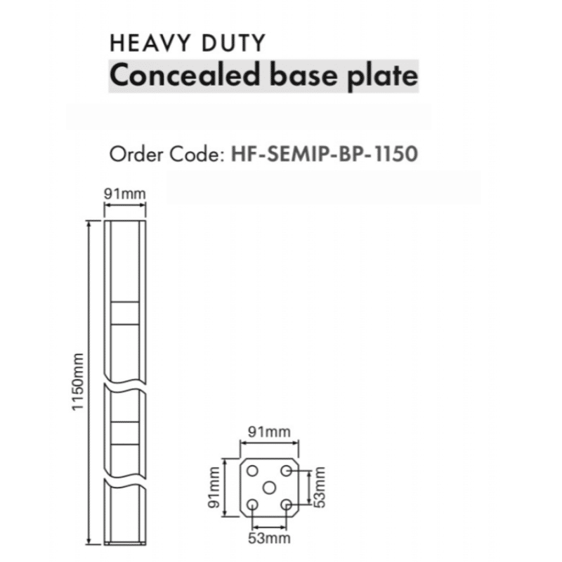 SEMI PRIVACY - HD Base Plate - 1150H (91x91mm) - Image 2