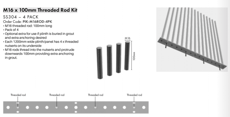 PIK - M16x100mm ROD - 4 Pack - Image 2