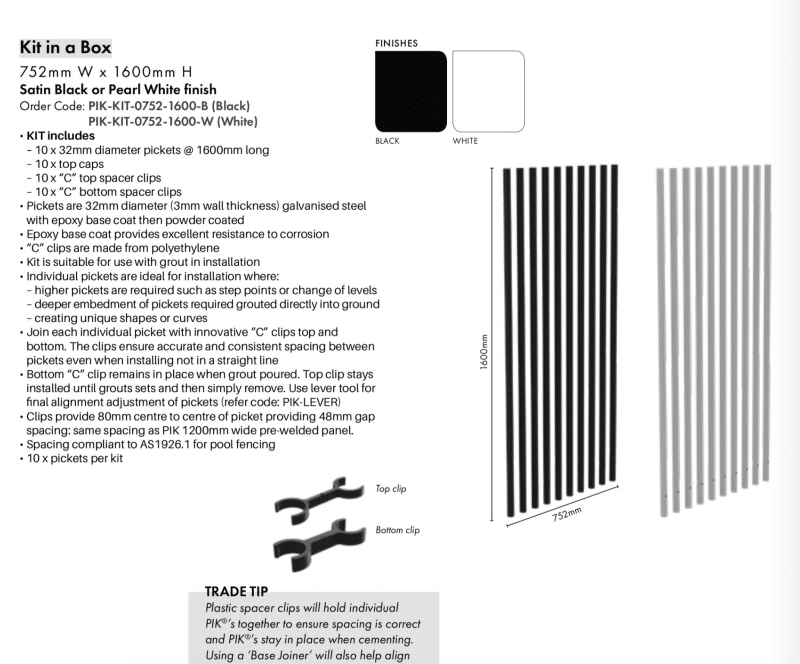 PIK - PICKET KIT - 1600H - White - Image 2